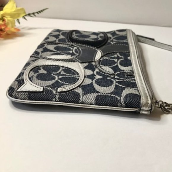 Coach Wristlet Blue and Gray Denim Purse - Picture 6 of 11